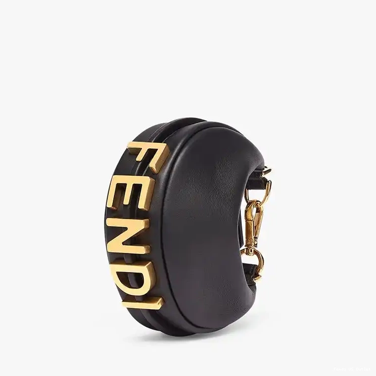 Affordable HOT Calf Nano Hobo Black Leather Fendi Bag In Fendigraphy 0430